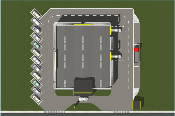 3 Story Industrial Steel Frame Building Construction 001 - building roof
