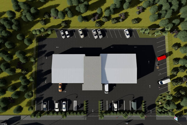 Two Story Commercial Steel Frame Building Construction 005 - building roof