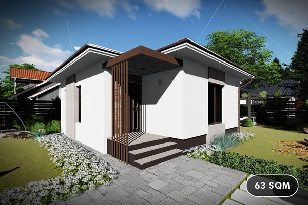 1 Story Steel Frame House With 1 Bedroom Model 063-071 - home design