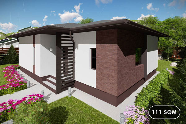 1 Story Steel Frame House With 2 Bedrooms Model 111-044 - modern house design image 1