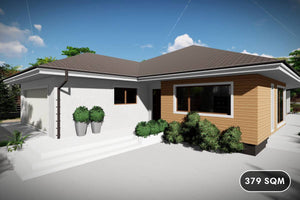 1 Story Steel Frame House With 3 Bedrooms Model 379-050 - modern house design image 1 thumbnail