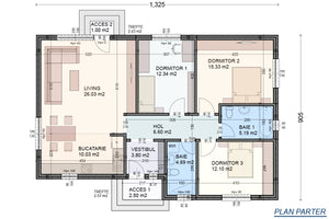 1 Story Steel Frame House With Three Bedrooms Model 120-095 - house floor plan thumbnail
