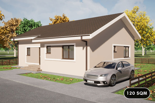 1 Story Steel Frame House With Three Bedrooms Model 120-095 - house design image 1