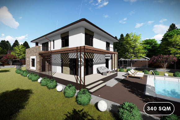 2 Floor Steel Frame House With 6 Bedrooms Number 340-060 - house design image 1