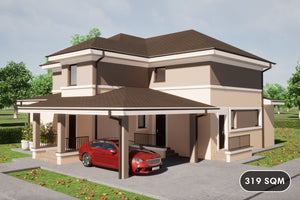 2-Level Modern Metal Frame House With Garage 319-111 - house exterior design image 1 thumbnail