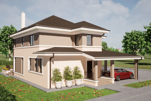 2-Level Modern Metal Frame House With Garage 319-111 - house exterior design image 3 thumbnail