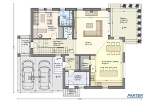 2-Level Modern Metal Frame House With Garage 319-111 - house plan ground floor thumbnail