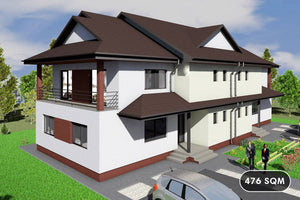 2 Storey Steel Frame Duplex House With 6 Bedrooms 476-011 - modern house exterior image 1 thumbnail