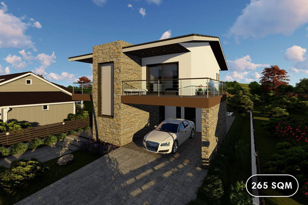 2 Storey Steel Frame House With 3 Bedrooms Model 265-052 - modern house design picture 1