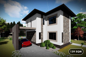 2 Story Steel Frame House With 2 Bedrooms Number 139-074 - modern house design image 1 thumbnail