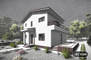 2 Story Steel Frame House With 3 Bedrooms 181-026 - home design image 1 thumbnail