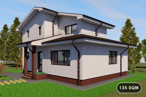 2 Story Steel Frame House With 3 Bedrooms Model 135-013 - house design image 1