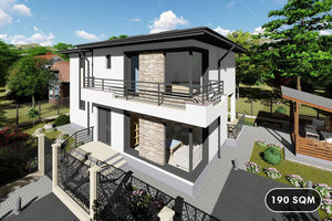 2 Story Steel Frame House With 3 Bedrooms Number 190-080 - house design image 1 thumbnail