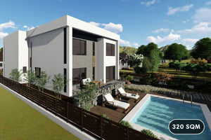 2 Story Steel Frame House With 5 Bedrooms Number 320-055 - modern home exterior image 1 thumbnail
