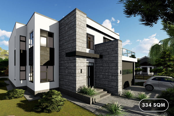 2 Story Steel Frame House With Three Bedrooms Number 334-062 - modern exterior house picture 1