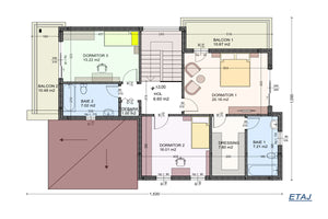 2 Floors Steel Frame House Model With 4 Bedooms 290-103 - photo of the 1st floor plan thumbnail