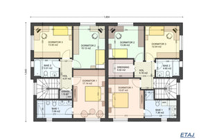 2 Story Steel Frame Duplex House With 8 Rooms id 176-030 - house plan at 1st floor thumbnail