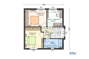2 Story Steel Frame House With 3 Bedrooms 2 Baths 135-100 - home plan at 1st floor thumbnail