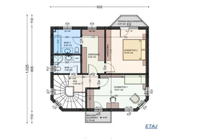 2 Story Steel Frame House With 3 Bedrooms 3 Baths 180-098 - upper floor layout thumbnail