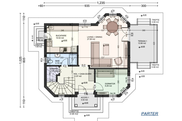 2 Story Steel Frame House With 3 Bedrooms 3 Baths 180-098 - ground floor layout