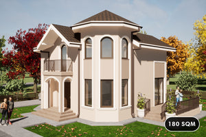 2 Story Steel Frame House With 3 Bedrooms 3 Baths 180-098 home front design picture 1 thumbnail