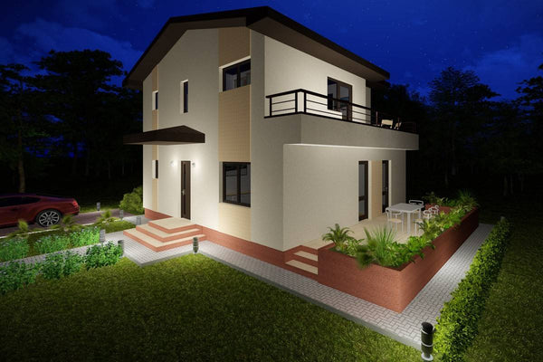 2 Story Steel Frame House With 3 Bedrooms Number 176-030 - house design image 3