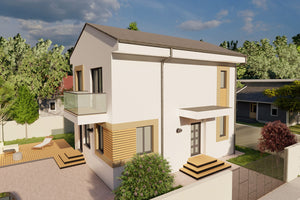 2 Story Steel frame house with balcony model 137-107 - house design image 3 thumbnail