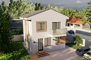 2 Story Steel frame house with balcony model 137-107 - house design image 7 thumbnail