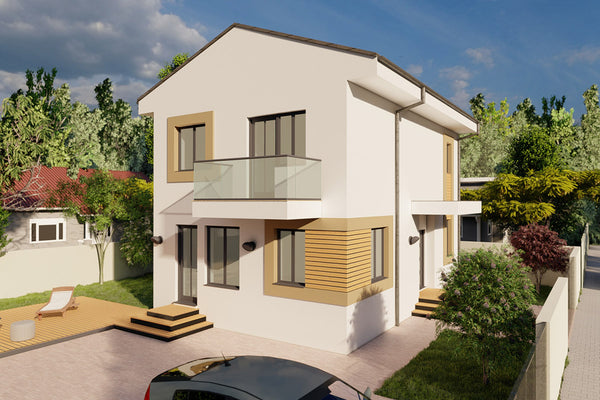 2 Story Steel frame house with balcony model 137-107 - house design image 8