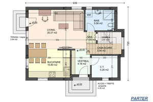 2 Story Steel frame house with balcony model 137-107 - house plan ground floor thumbnail