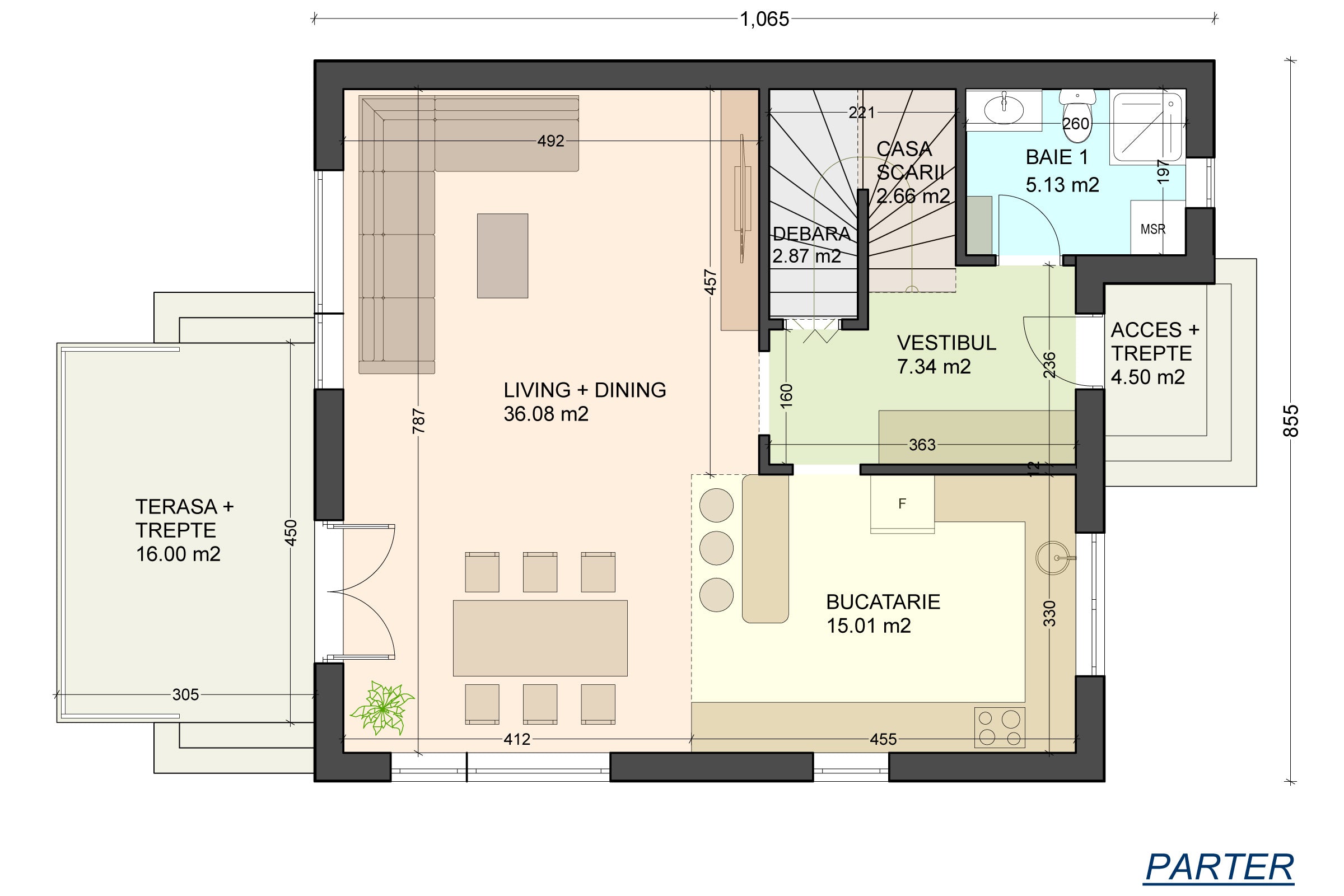 2 story steel frame house with small terrace 190sqm code 114 - ground floor home plan