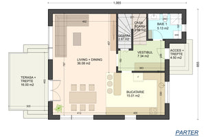 2 story steel frame house with small terrace 190sqm code 114 - ground floor home plan thumbnail