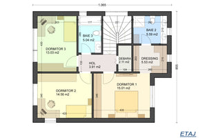 2 story steel frame house with small terrace 190sqm code 114 - 1st floor home plan thumbnail