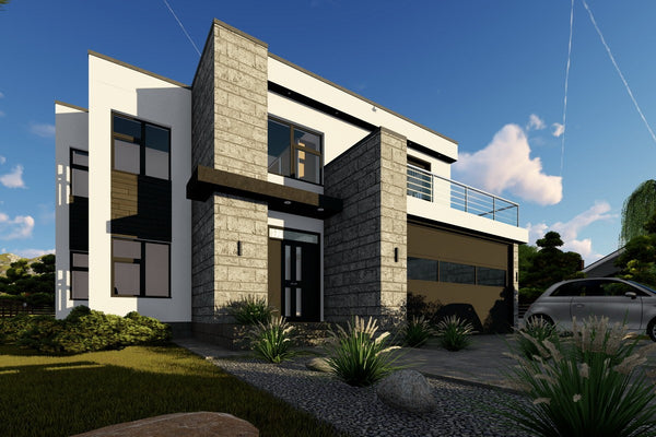 2 Story Steel Frame House With Three Bedrooms Number 334-062 - modern exterior house picture 3