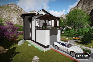 3 Storey Steel Frame House With Three Bedrooms Model 342-038 - modern style house exterior image 1 thumbnail