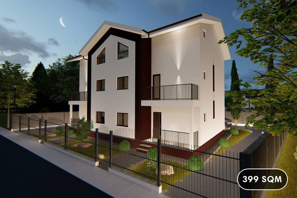 3 Story Steel Frame Duplex House Model 399-066 - house exterior design