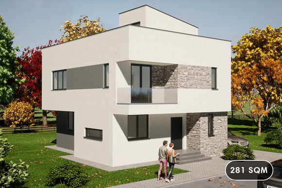 3 Story Steel Frame House With Rooftop Terrace Model 281-105 - exterior home design image 1