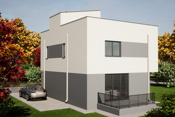 3 Story Steel Frame House With Rooftop Terrace Model 281-105 - exterior home design image 2