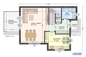 3 Story Steel Frame House With Rooftop Terrace Model 281-105 - ground floor design image 1 thumbnail