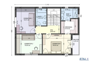 3 Story Steel Frame House With Rooftop Terrace Model 281-105 - 1st floor design image 1 thumbnail