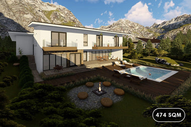 Double Story Steel Frame House With 4 Bedrooms Model 474-059 - house design image 1