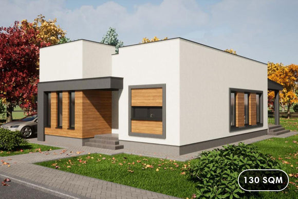 Ground Floor Steel Frame House With 2 Bedrooms model 130-093 - modern style house exterior image 1