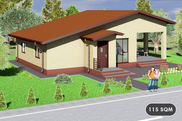 One Storey Steel Frame House With 2 Bedrooms Model 115-002 - modern exterior house picture 1