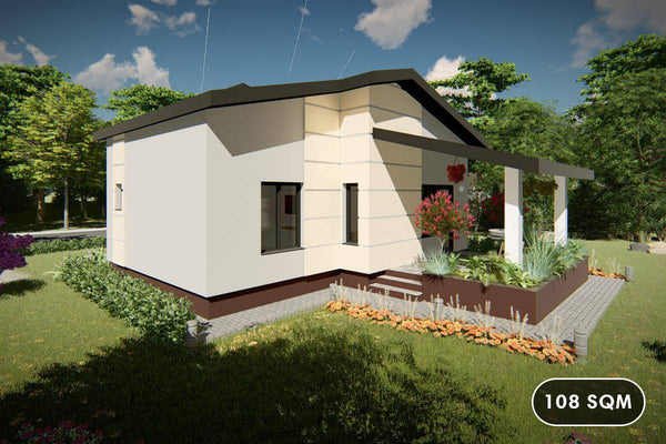 One Story Steel Frame House With 1 Bedroom Model 108-049 - home exterior design picture 1