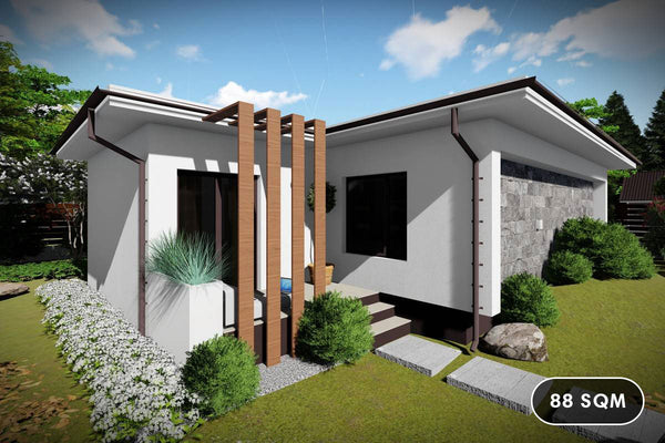 One Story Steel Frame House With 2 Bedrooms Model 088-073 - home design image 1