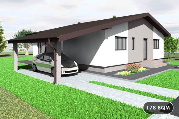 One Story Steel Frame House With 2 Bedrooms Model 178-018 - home design image 1