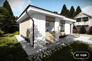 One Story Steel Frame House With 2 Bedrooms Number 081-086 - home exterior design image 1 thumbnail