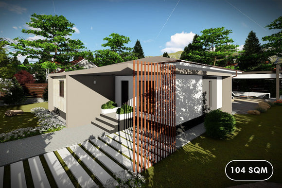 One Story Steel Frame House With 3 Bedrooms Number 104-068 - modern house design image 1