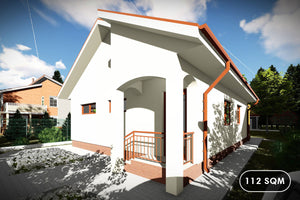 One Story Steel Frame House With One Bedroom Number 112-090 - home front image thumbnail
