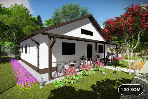 Single Story Steel Frame House With 2 Bedrooms Model 130-036 - home exterior design image 1